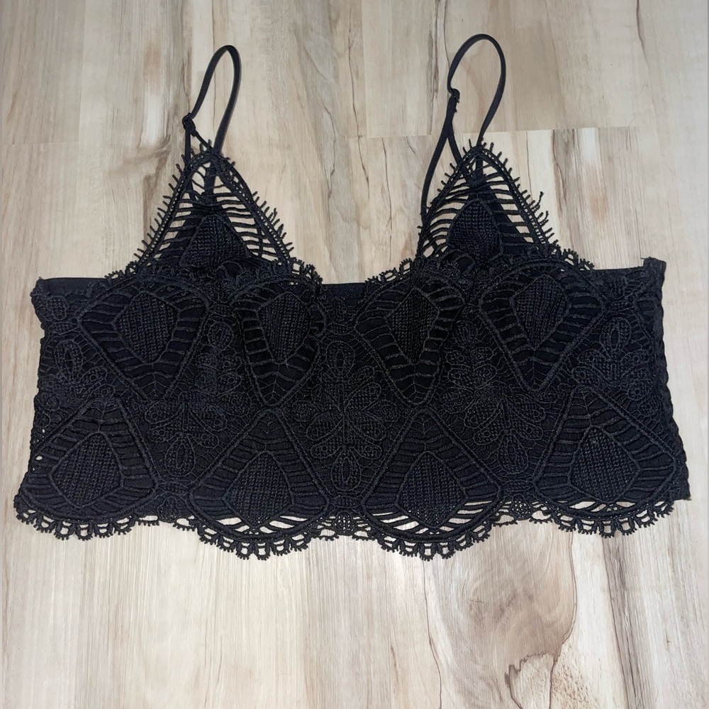 Black Lace Crochet Bralette